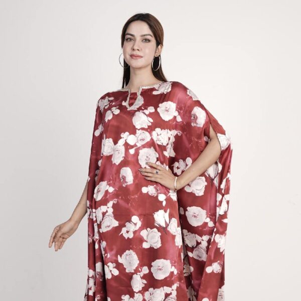 Womens Kaftan (Maroon Printed)